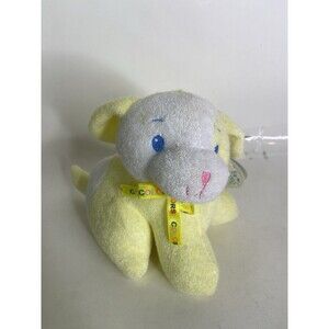 VTG Dan Dee Soft Expressions Puppy Dog Terry Cloth Yellow White Stuffed Plush